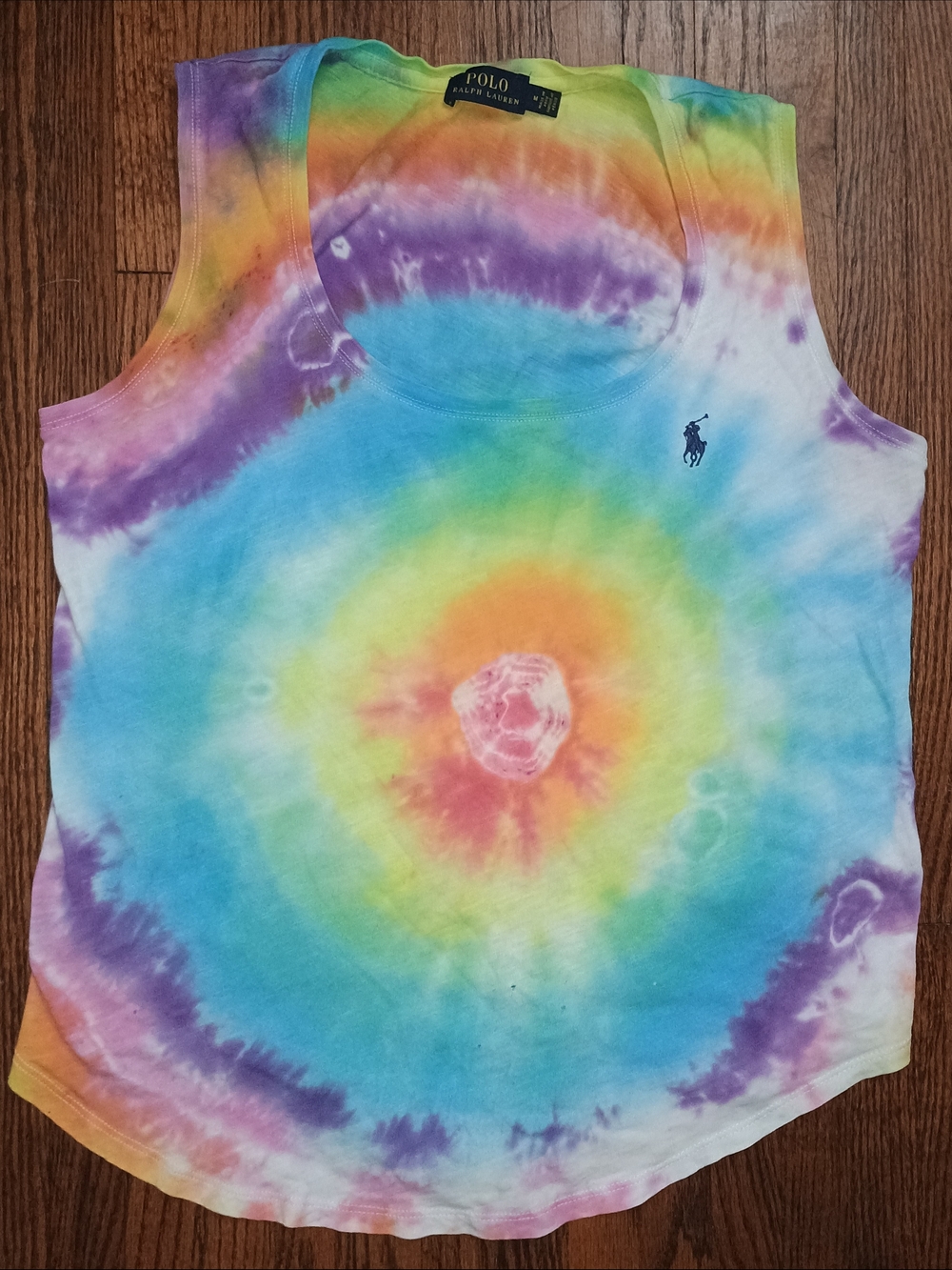 Polo by Ralph Lauren Rainbow Tie-Dye Tank Top - Blue, Purple, Yellow, Size M